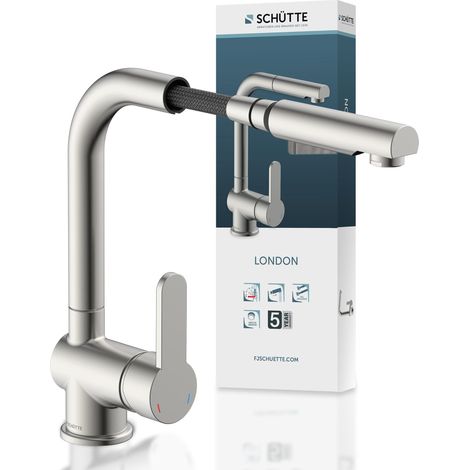 Robinet Cuisine avec Douchette Extensible Mitigeur Rabattable Mitigeur Robinet Evier de Cuisine avec Douchette, Rotative à 360° Froid (1/5)