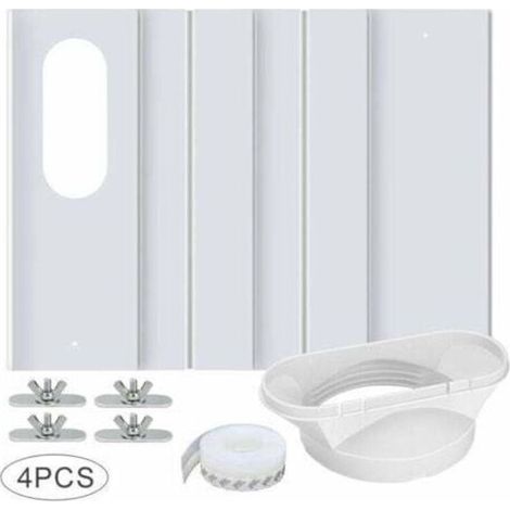 Kit de Fenêtre pour Climatiseur Portable, avec Coupleur Universel Panneau en PVC Renforcé Réglable Joint de Fenêtre Kit d'Aération de Fenêtre AC pour Coulissante pour 10cm Tuyau d'Échappement