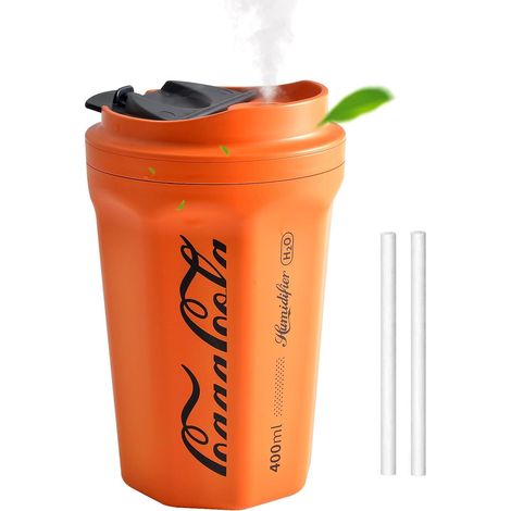 Mini Humidificateur Portable, 400ml Petit Humidificateur Cool Mist Humidificateur Ultrasonique Personnel de Bureau Autonomie 10 Heures pour Chambre,Plantes,Sans Fil (orange) (1/5)