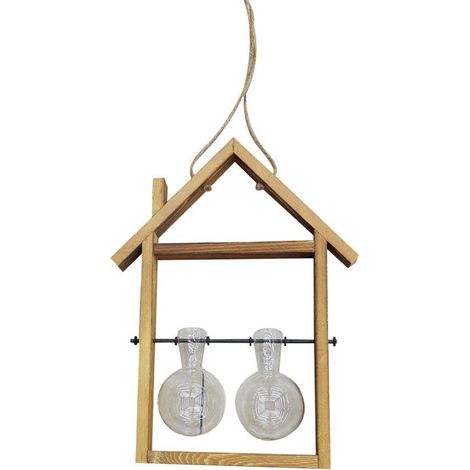 Blumenhalter aus Holz mit Glas 2 Plätze cm25x6,5h30