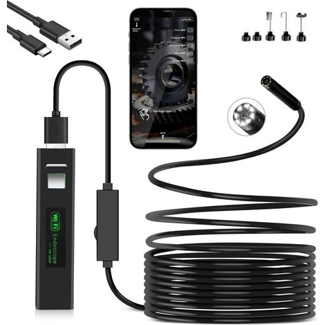 HD Wi‑Fi kabellose Endoskop-Kamera für Smartphones, kompatibel mit iOS und Android, 720p, 5 m Kabel