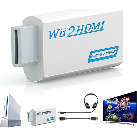 Ecleanfy - Adaptateur Wii vers HDMI, connecteur convertisseur Wii vers HDMI compatible avec tous les modes d'affichage Wii (1/5)