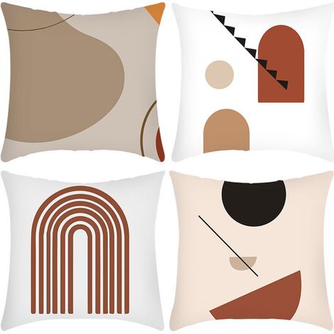 Lntyq Housse de Coussin 45x45cm Canapé Decoratif Carré Lin Taie d'oreiller Moderne Housses de Coussin pour Maison Salon Chambre Décoration D'intérieur, Ensemble de 4 pièces Art abstrait, 18x18in