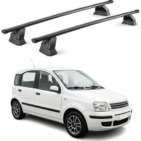 OMAC Barres de toit transversales en acier pour Fiat Panda II 2003-2012 – TÜV / DIN 75302:2019 – Antivol inclus – Rainure en T (accessoires) – Charge max 75 kg – 2 barres – Noir (1/5)