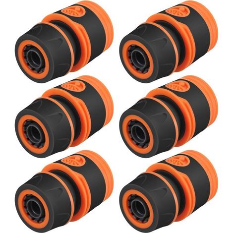 Lot de 6 raccords de tuyau d'arrosage 1/2" - Raccord rapide pour tuyaux d'arrosage, buses de tuyau, pistolets pulvérisateurs, lavage de voiture et raccord de tuyau (1/4)