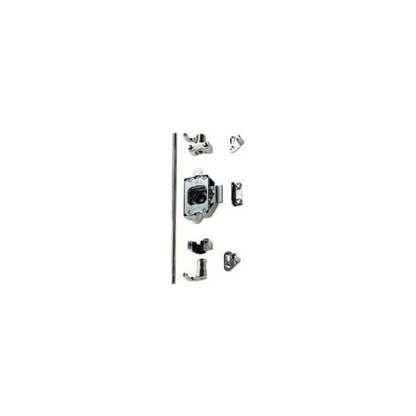Boîtier de serrure espagnolette zamac – Décor nickelé – Sens réversible – Montage bouton ou cylindre – Livré avec accessoires – Junie