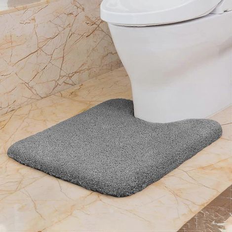 Tapis de toilette antidérapant gris foncé (60 x 60 cm), épais et absorbant, en microfibre ultra douce, séchage rapide, lavable en machine. (1/4)