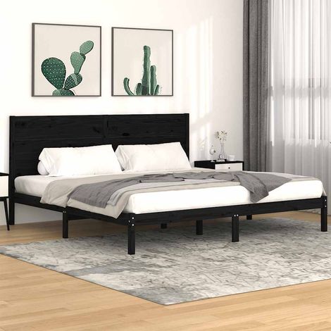 Massivholzbett Schwarz Kiefer 200x200 cm (1/5)