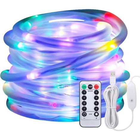 Lumières de corde de 10M alimentées par USB, lumières de tube de 100 LED extérieures avec 8 modes, IP65 Fil de cuivre de fée pour des décorations de Noël (1/5)