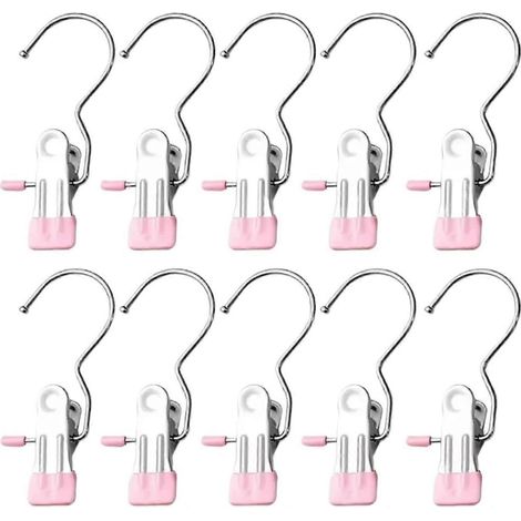 Lot de 15 cintres réglables en acier inoxydable avec pinces pour chapeaux pantalons chaussettes rangement buanderie (1/4)