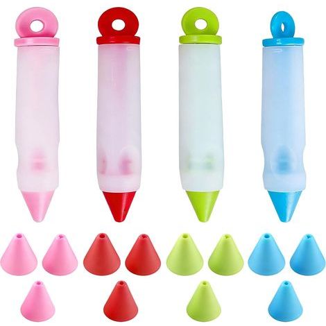 4PCS Silicone Writing Pen, Cream Writing Pen, Food Pastry Icing Writing Pen, Silicone Pastry Nozzle, Cake Pastry Syringe Bags (1/5)
