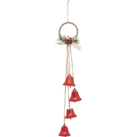 Déco de Noël à suspendre 4 Cloches en métal Rouge H 55 cm - Feeric Christmas