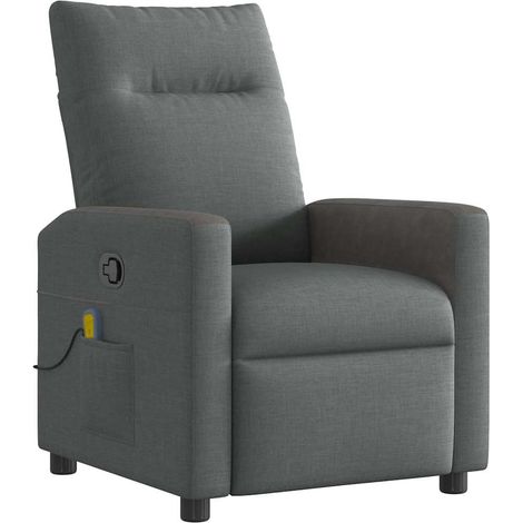 Sillón reclinable de masaje de tela gris oscuro vidaXL