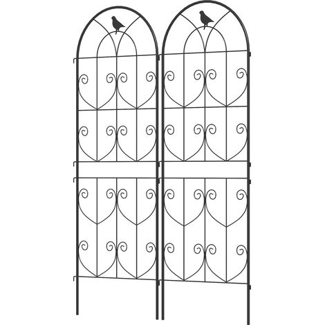 Gartenspalier mit Vogelmotiv, Metall, 50 x 150 cm, 2er-Pack