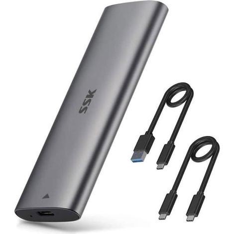 SABIR-Boîtier SSD SSK en aluminium M.2 vers USB NVMe SATA, sans outil, USB 3.2 Gen 2 10 Gbit/s NVMe PCI-E 6 Gbit/s SATA, connecteurs M/B+M (1/4)