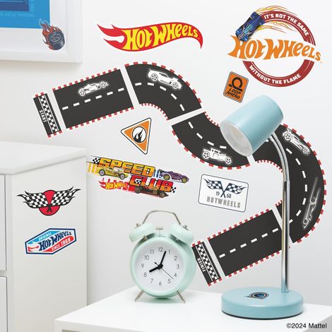 HOT WHEELS AUTOCOLLANTS MURAUX RÉUTILISABLES POUR CHAMBRE D'ENFANT, PISTE DE VOITURE, SALLE DE JEUX, DÉCORATION DE CHAMBRE À COU