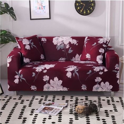 Housse de canapé - LEOCLOTHO - EA30022-6 - Extensible - Rose vif - 3 places (190-230 cm) (1/3)