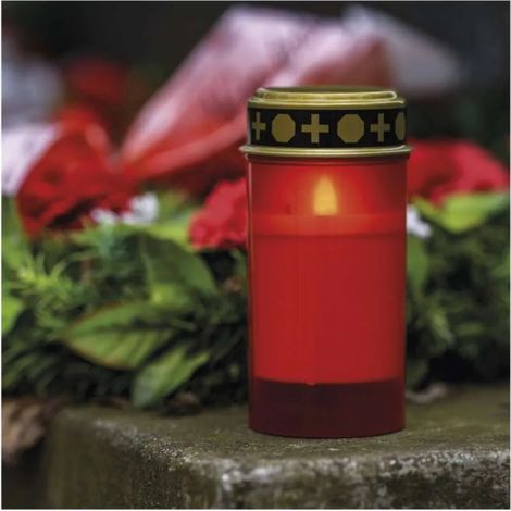 LED-Friedhofskerze, rot, 2x C, IP44, Timer