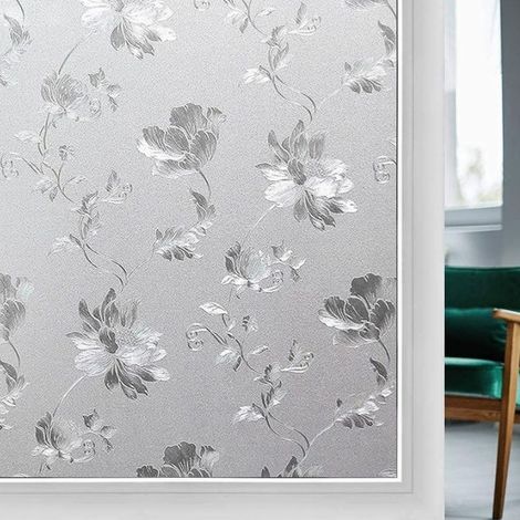 Sichtschutzfolie für Fenster – Blumenmuster – 50 x 200 cm – Statisch haftend – Kein Klebstoff erforderlich – Für Küche, Wohnzimmer, Flur (1/5)