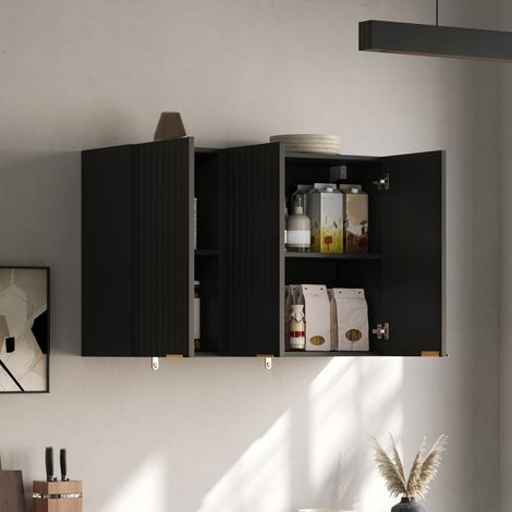 Armoire murale cuisine 3 portes, meuble suspendu rangement pour salon, salle de bain, buanderie, dimensions 90x29x60 cm. (1/5)