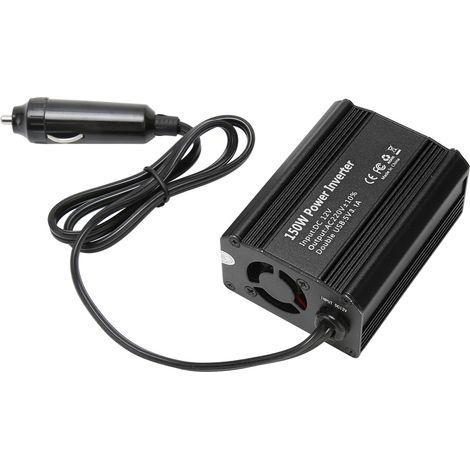 Ondulateur Voiture 150W 12V à 220V avec Ports USB et Prise Secteur Noir (1/5)