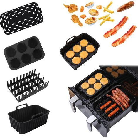 Nouveau moule à gâteau multifonctionnel en silicone pour friteuse à air chaud, ensemble de 4 pièces, qualité alimentaire. (1/5)