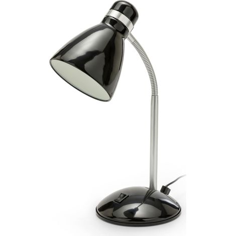 Lampe de bureau avec douille E27, compatible LED, bras flexible, câble et interrupteur inclus, idéale pour chambre d'enfant, bureau ou espace de travail. (1/5)