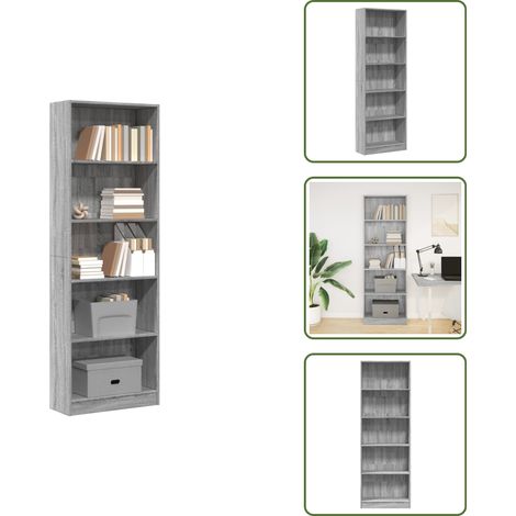 Libreria per casa - vidaXL Libreria Grigio Sonoma 60x24x176 cm in Legno Multistrato - Libreria per ufficio