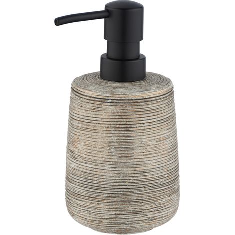 WENKO Distributeur Savon Liquide Fedio, Capacité 400 ml, céramique en relief peinte à la main, Ø 8,5 x 17 cm, doré (1/4)