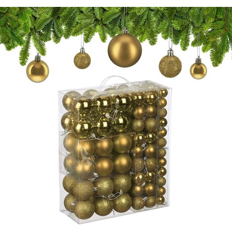 Juego de bolas de Navidad para árbol de Navidad, acabado mate/brillante/purpurina