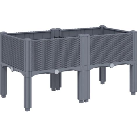 Fioriera rialzata per aiuola da giardino con piedini 80 x 40 x 42 cm PP grigio 020038169