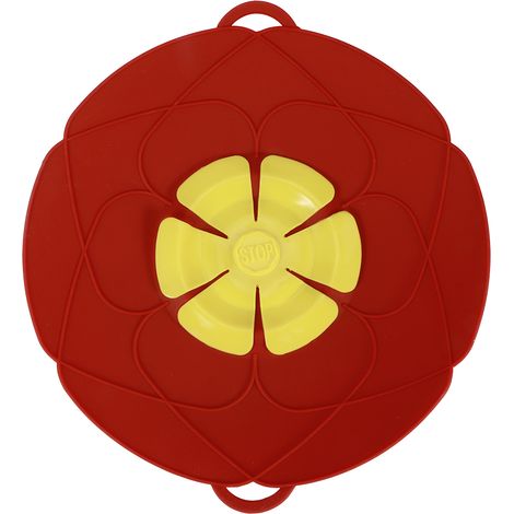 Couvercle en silicone anti-débordement et anti-poussière de 28 cm pour casserole, ustensile de cuisine rouge anti-éclaboussures