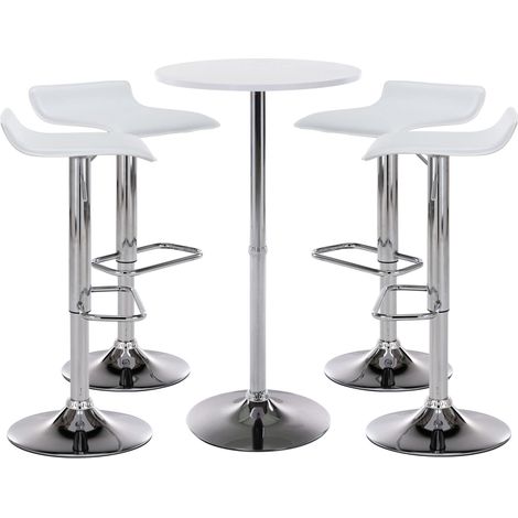Bartisch Set Esberg I 4 x Barhocker 1 x Stehtisch weiß