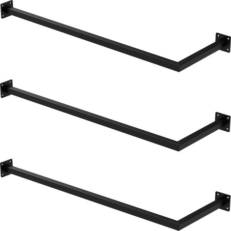 ML-Design 3x Tringle à Vêtements d'Angle, P30xL90 cm, Noir, Acier Inoxydable, Tringle de Penderie Forme de L, Portemanteau à Montage Mural, Porte-vêtements, Tringle à Linge, Matériel de Montage Inclus