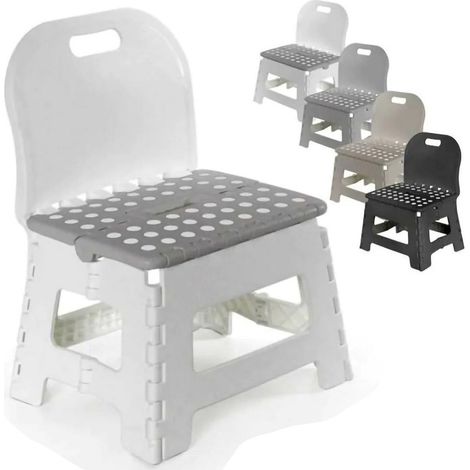 TrAdE Shop Traesio - Sgabello Multiuso Salvaspazio Pieghevole Sedia Con Schienale Colori Assortiti - (1/2)