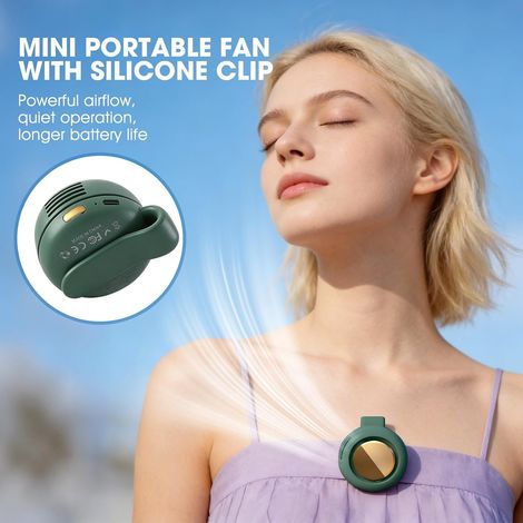 Ventilador de Clip Portátil Sin Aspas, 3 Velocidades Silencioso 25dB, Recargable y Giratorio 360° – Ideal para Oficina y Viajes (1/4)