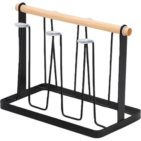 Égouttoir à Bouteilles et Tasses - Support pour Gobelets et Bouteilles de Sport - Pour Cuisine, Bar, Salle à Manger et Salon - Noir (1/5)