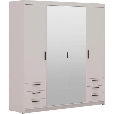 AX LIVING Beige Kleiderschrank mit Spiegel Storicos 4T6S 176,3cm Groß