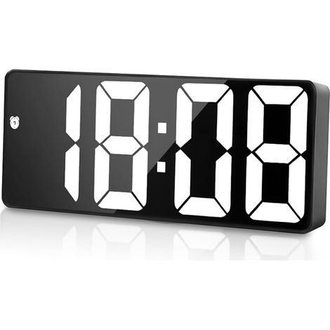 Sveglia digitale, orologio digitale con display a LED, orologio digitale con visualizzazione della temperatura, 4 livelli di luminosità regolabili, funzione snooze, controllo vocale, formato orario 12 (1/5)
