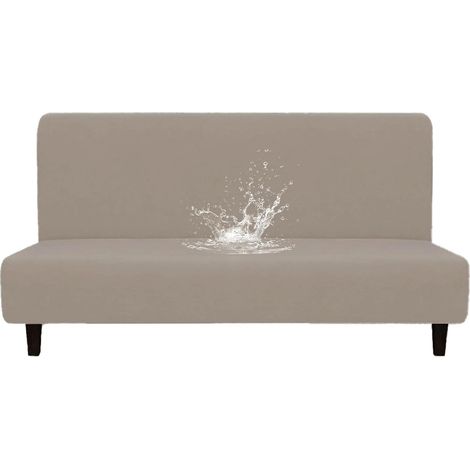 Copridivano letto elasticizzato con braccioli, protezione per mobili (marrone chiaro) (1/2)