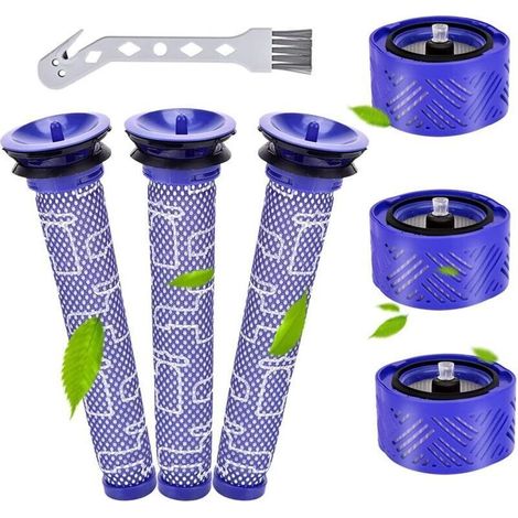 V6 Filtres pour Dyson, 3 accessoires pré-filtres et 3 filtres HEPA pour Dyson V6 Motorhead, V6 Absolute et V6 Animal, filtre de rechange pour Dyson V6 avec brosse propre (1/4)