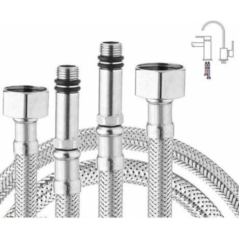 Lot de 2 flexibles tressés en acier inoxydable pour mitigeur de cuisine/évier monobloc, raccord 1/2", longueur 600 mm
