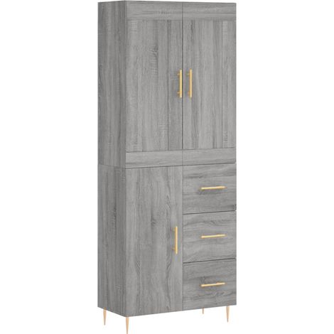 vidaXL Credenza Grigio Sonoma 69,5x34x180 cm in Legno Multistrato (1/5)