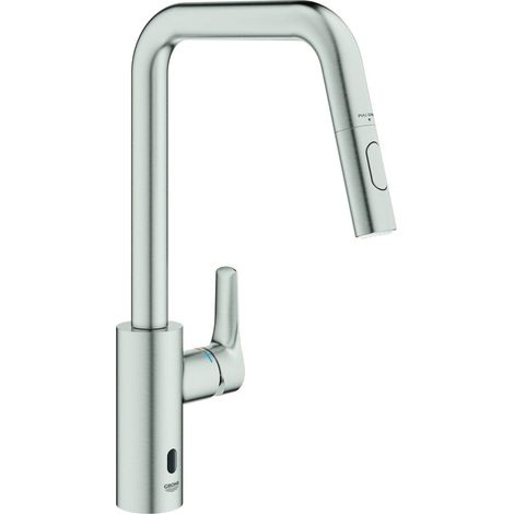 GROHE Eurosmart Einhandmischer Touch U-Auslauf Dualbrause Supersteel (1/3)
