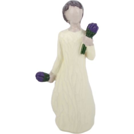 Handbemalte Mädchenfigur aus Kunstharz – Dekorative, handgefertigte Skulptur eines Mädchens mit Blumen (1/5)
