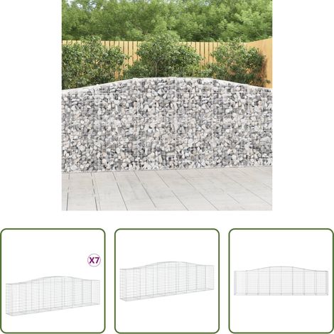 Schalldämmung -  Gabionen mit Hochbogen 7 Stk. 400x50x100/120cm Verzinktes Eisen (1/5)