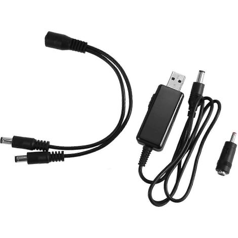 Câble élévateur USB 5V vers 9V/12V CC, convertisseur de tension, transformateur élévateur 1A, régulateur de puissance CC avec interrupteur et affichage voltmètre LED. (1/5)