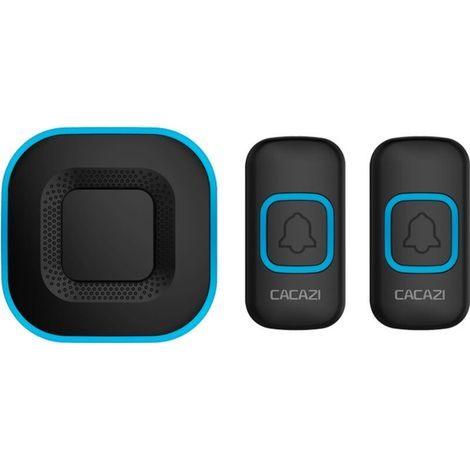 Sonnette sans Fil, Kit De Carillon De Porte sans Fil Étanche, Portée De 1000 Pieds, 38 Mélodies, 4 Niveaux De Volume avec Flash LED, 2 Boutons Poussoirs 1 Récepteur,Noir (1/5)