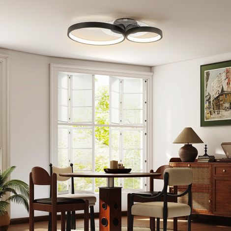 Lámpara de techo LED moderna con intensidad y brillo variables, 40 W, color negro.
