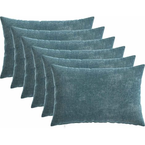Teenpull – Kissenbezug 6 Stk. HEERLEN Blau 30 x 50 cm Chenille-Stoff (1/5)